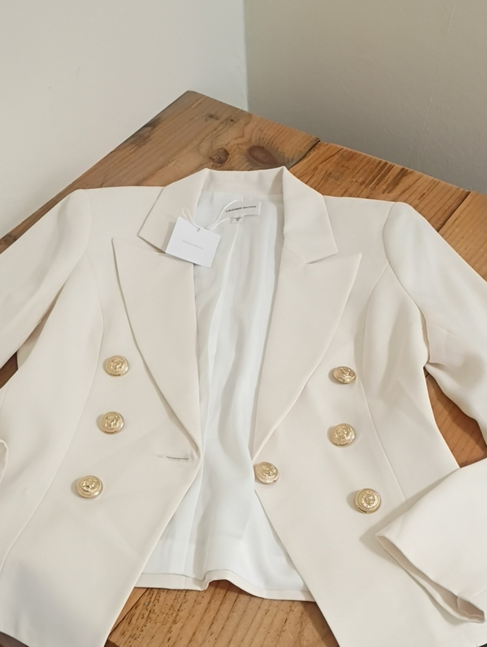Lavender Brown Cream Double Breasted Callie Jacket Size M NWT MSRP $388 - Picture 9 of 9